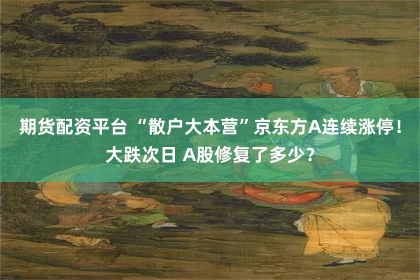 期货配资平台 “散户大本营”京东方A连续涨停！大跌次日 A股修复了多少？