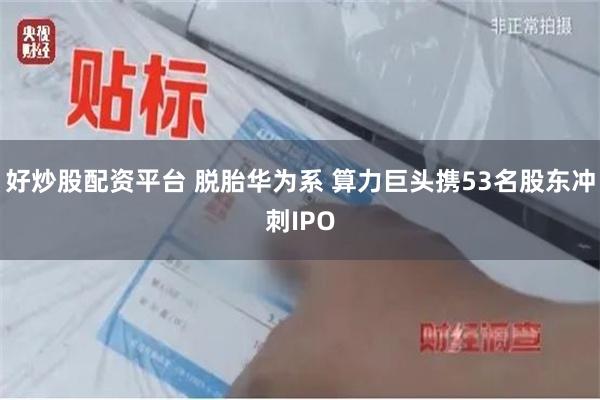 好炒股配资平台 脱胎华为系 算力巨头携53名股东冲刺IPO