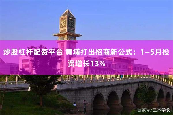 炒股杠杆配资平台 黄埔打出招商新公式：1—5月投资增长13%