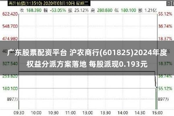 广东股票配资平台 沪农商行(601825)2024年度权益分派方案落地 每股派现0.193元
