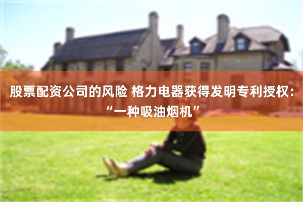 股票配资公司的风险 格力电器获得发明专利授权：“一种吸油烟机”