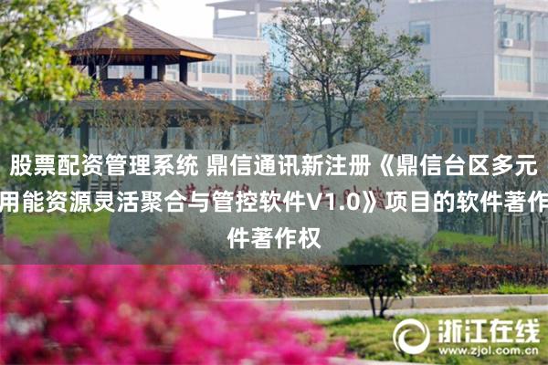 股票配资管理系统 鼎信通讯新注册《鼎信台区多元供用能资源灵活聚合与管控软件V1.0》项目的软件著作权