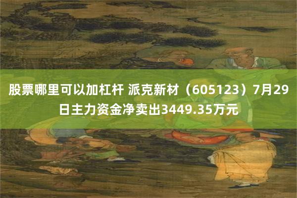 股票哪里可以加杠杆 派克新材（605123）7月29日主力资金净卖出3449.35万元