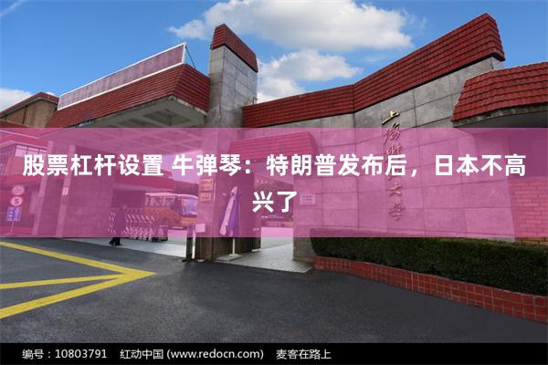 股票杠杆设置 牛弹琴：特朗普发布后，日本不高兴了