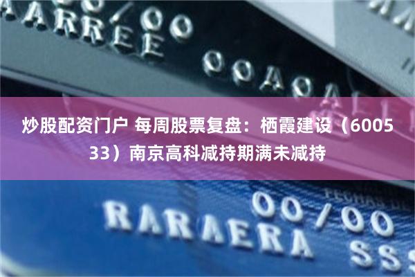 炒股配资门户 每周股票复盘：栖霞建设（600533）南京高科减持期满未减持