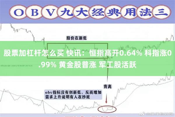 股票加杠杆怎么买 快讯：恒指高开0.64% 科指涨0.99% 黄金股普涨 军工股活跃