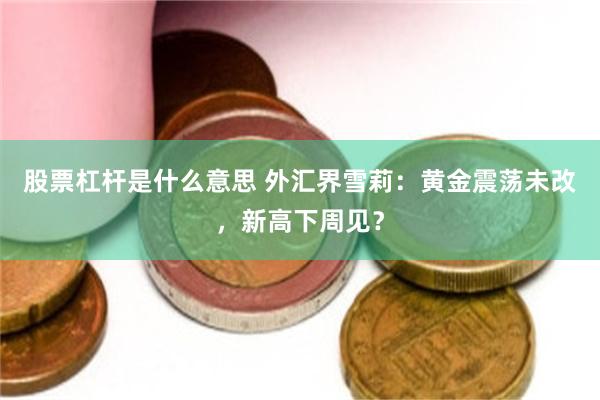 股票杠杆是什么意思 外汇界雪莉：黄金震荡未改，新高下周见？