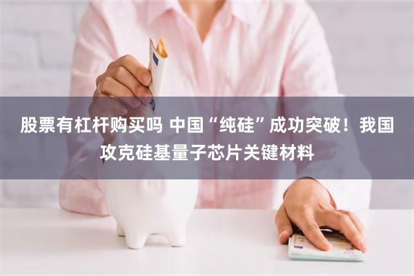 股票有杠杆购买吗 中国“纯硅”成功突破!我国攻克硅基量子芯片关键材料
