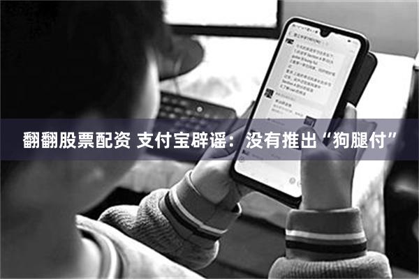 翻翻股票配资 支付宝辟谣：没有推出“狗腿付”