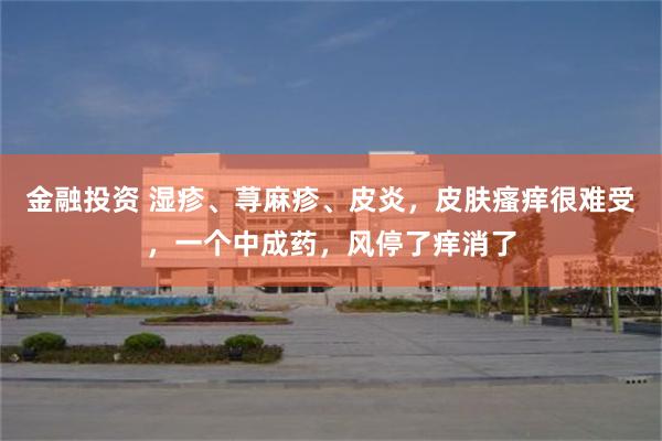 金融投资 湿疹、荨麻疹、皮炎,皮肤瘙痒很难受,一个中成药,风停了痒消了